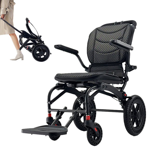 Coolbabymass Ultra-Light Foldable Aluminum Travel Chair with Telescopic Handle – Compact & Airplane-Friendly