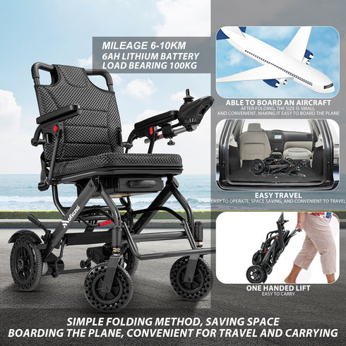 Coolbabymass 34lb Foldable Electric Wheelchair – Dual Motor, Airline Approved
