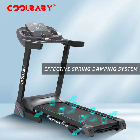 Coolbabymass Folding Treadmill with 12 Programs, Manual Incline & LCD Display