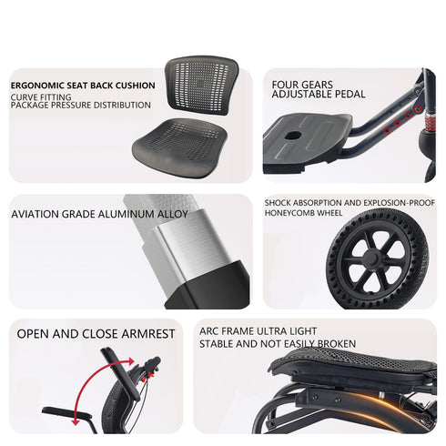 Coolbabymass Ultra-Light Foldable Aluminum Travel Chair with Telescopic Handle – Compact & Airplane-Friendly