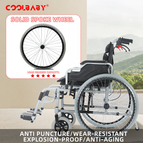 Coolbabymass Foldable Heavy-Duty Manual Travel Chair – 56cm Wide, 150kg Capacity