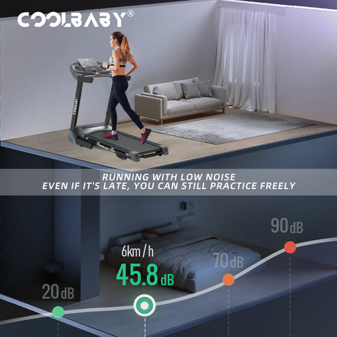 Coolbabymass Folding Treadmill with 12 Programs, Manual Incline & LCD Display