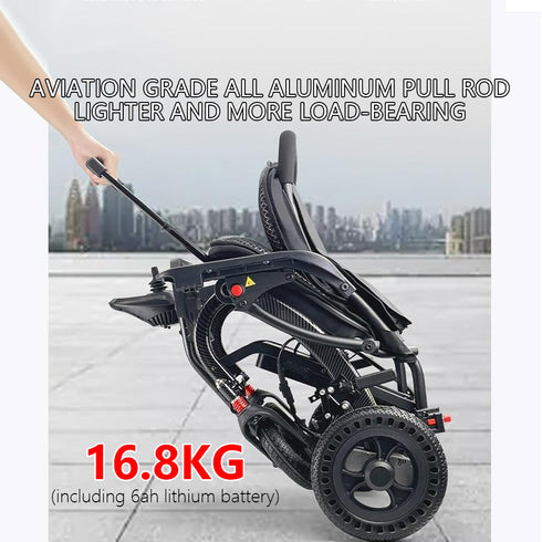Coolbabymass Electric Wheelchair – Ultra-Light 16.8 kg Foldable Aluminum Frame, 12 km Range, 220 lbs Capacity