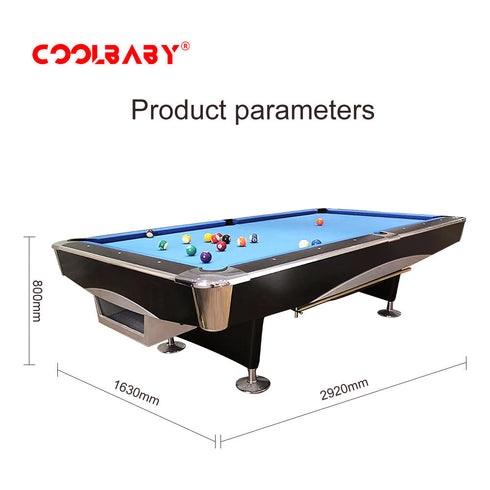 CoolBaby Mass Indoor Luxury Pool Billiards Table 9ft Slate Club Pool Tables Professional Snooker & Billiard Table for Club Use