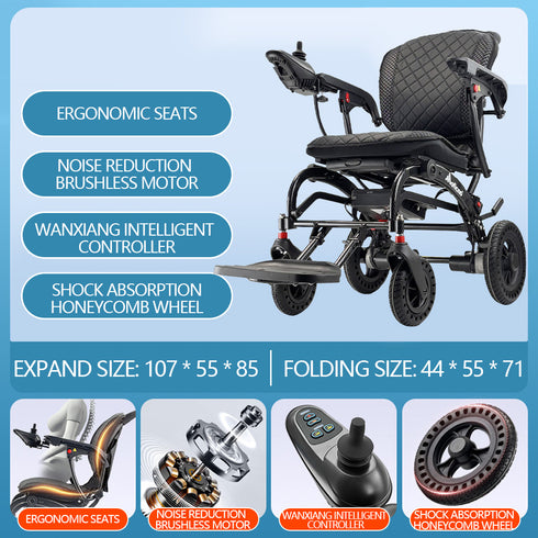 Coolbabymass Electric Wheelchair – Ultra-Light 16.8 kg Foldable Aluminum Frame, 12 km Range, 220 lbs Capacity