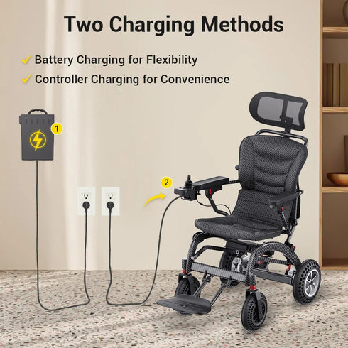 Coolbabymass Foldable Electric Mobility Chair – Lightweight, Travel-Friendly, 400W Dual Motor, 10AH Battery