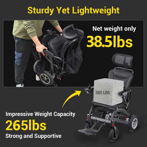 Coolbabymass Foldable Electric Mobility Chair – Lightweight, Travel-Friendly, 400W Dual Motor, 10AH Battery