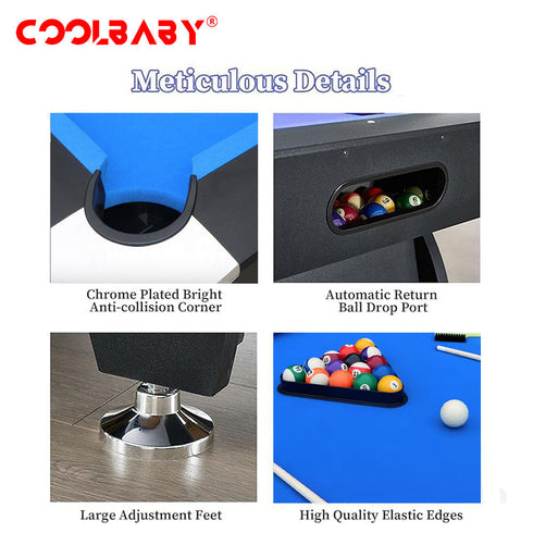 CoolBaby Mass 7ft Auto Ball Return Billiard Pool Table for Club Family Indoor Gym Games Billiards Table - All Accessories Included