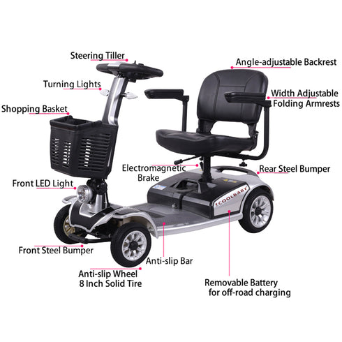 COOLBABY S-01 Portable Electric Scooter for Seniors with Openable Handrail - coolbabymalls
