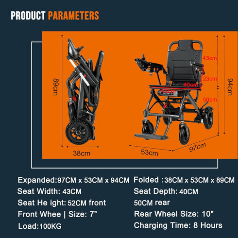 Coolbabymass Foldable Electric Wheelchair – Lightweight, Portable, Lithium Battery