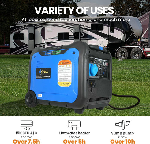 CoolBabyMass - Inverter Generators - 5500-Watt Dual Fuel Portable Inverter Gasoline Generator with Wheel Kit, Remote Electric Start
