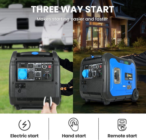 CoolBabyMass - Inverter Generators - 5500-Watt Dual Fuel Portable Inverter Gasoline Generator with Wheel Kit, Remote Electric Start