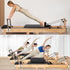 Coolbabymass Folding Wooden Pilates Reformer with Adjustable Resistance