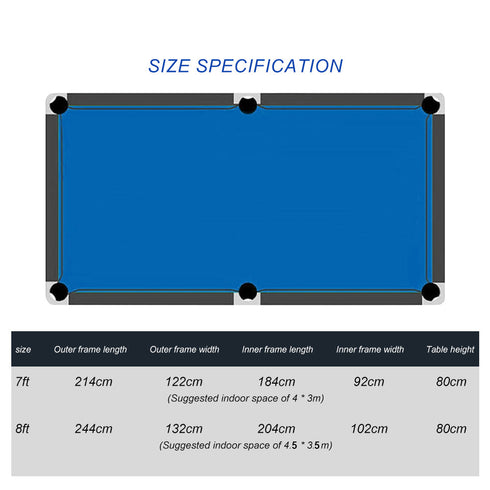 CoolBabyMass - Billiard Table - Coolbabymass 3-in-1 7FT & 8FT Professional Billiard Pool Table with Table Tennis Top – Blue Felt, Full Accessories – For Home, Bar, Office & Clubs