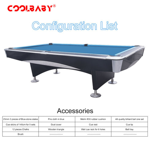 CoolBabyMass - Billiard Table - Coolbabymass Indoor Luxury Pool Billiards Table 9ft Slate Club Pool Tables Professional Snooker & Billiard Table for Club Use