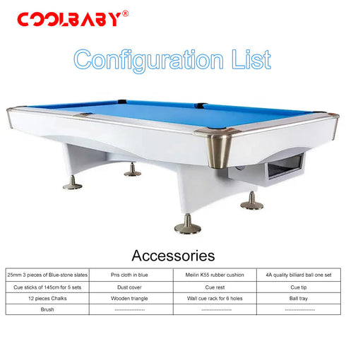 CoolBabyMass - Billiard Table - Coolbabymass Indoor Luxury Pool Billiards Table 9ft Slate Club Pool Tables Professional Snooker & Billiard Table for Club Use