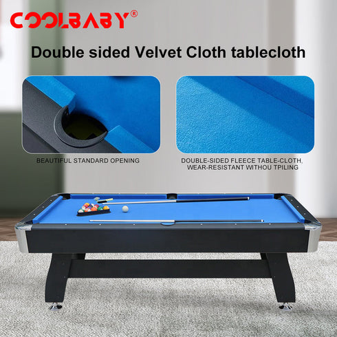 CoolBabyMass - Billiard Table - Coolbabymass 8FT Indoor Billiards Pool Table with Auto Ball Return – Complete Set for Family Game Room & Home Entertainment