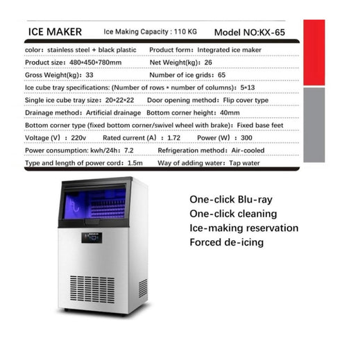 CoolBabyMass - Industrial Ice Machine - Coolbabymass Industrial Ice Machine, 24-Hour Ice-Making Capacity 110 kg