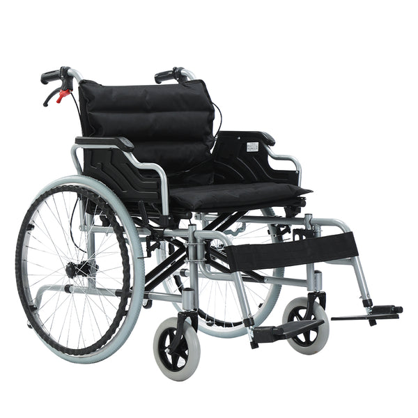 CoolBabyMass - Manual Wheelchair - Coolbabymass Foldable Heavy-Duty Manual Travel Chair – 56cm Wide, 150kg Capacity