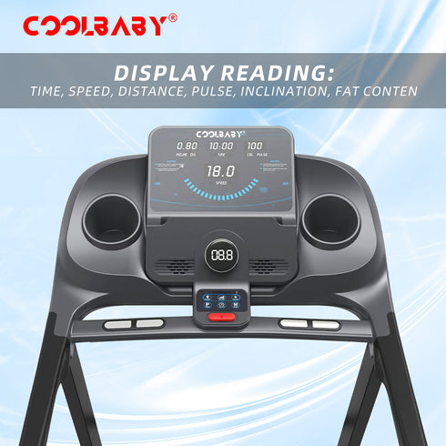 CoolBabyMass - Treadmill - Coolbabymass Folding Treadmill with 12 Programs, Manual Incline & LCD Display