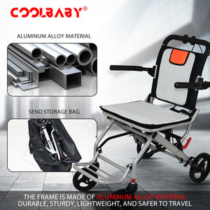 Coolbaby Mass Lightweight Foldable Aluminum Wheelchair for Elderly & Disabled – 9kg Portable Design