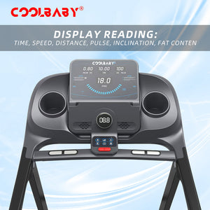 Coolbaby Mass Folding Treadmill with 12 Programs, Manual Incline & LCD Display