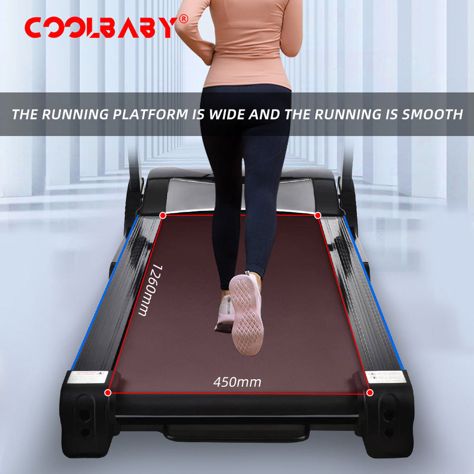 Coolbaby Mass Folding Treadmill with 12 Programs, Manual Incline & LCD Display