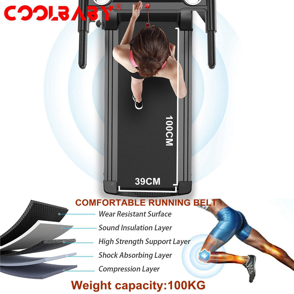 Coolbaby Mass Foldable Electric Treadmill 2.0HP with LCD Display & 12 Programs for Home Use