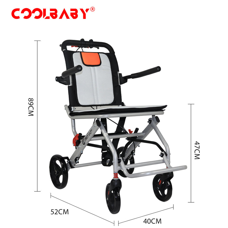 Coolbaby Mass Lightweight Foldable Aluminum Wheelchair for Elderly & Disabled – 9kg Portable Design