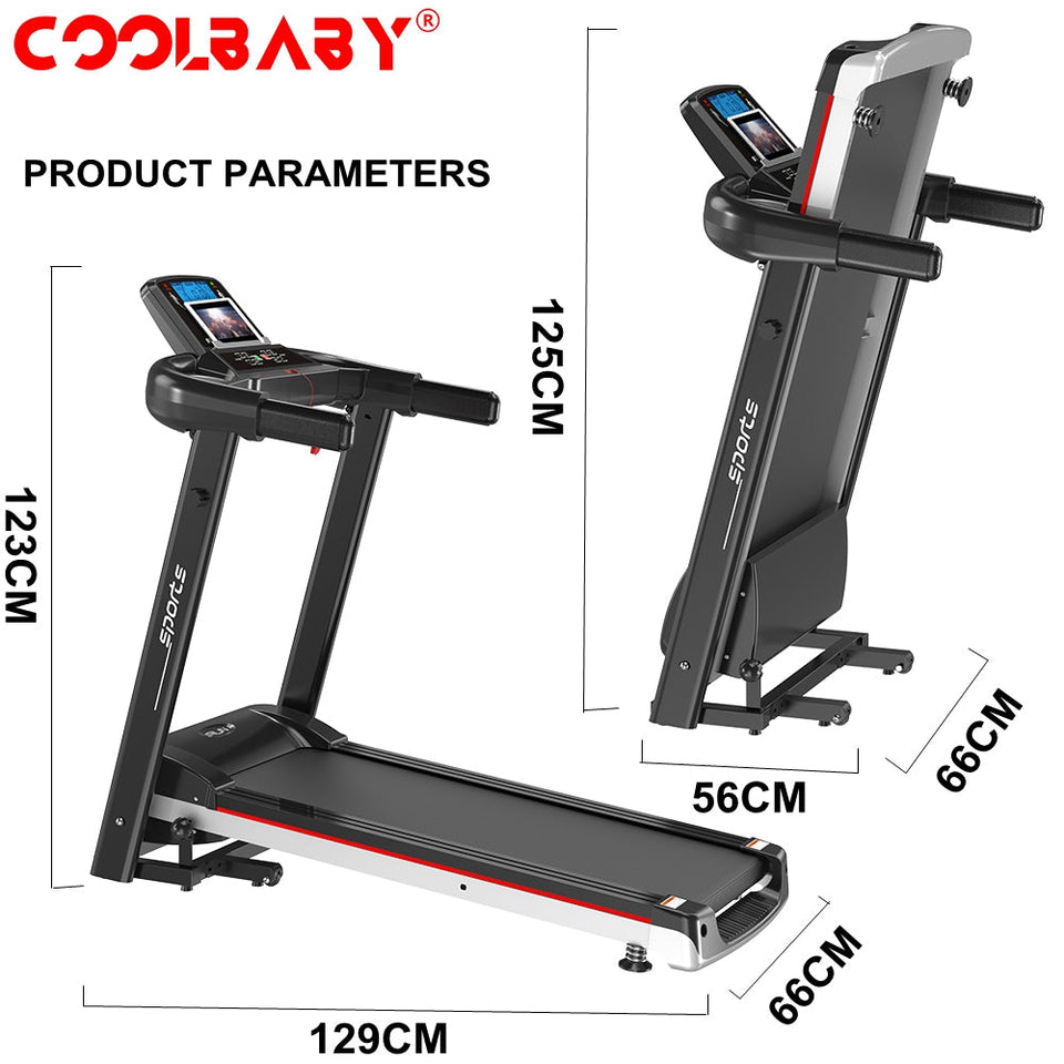 Coolbaby Mass Foldable Electric Treadmill 2.0HP with LCD Display & 12 Programs for Home Use