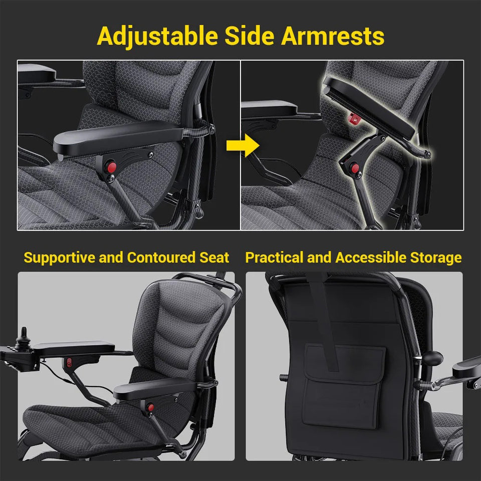 Coolbaby Mass Foldable Electric Wheelchair – Lightweight, Airline Approved, 400W Dual Motor, 10AH Battery