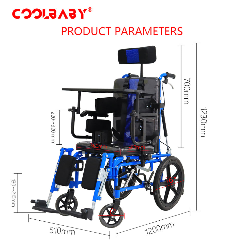 Coolbaby Mass Foldable Pediatric Cerebral Palsy Wheelchair for Children – Adjustable & Lightweight