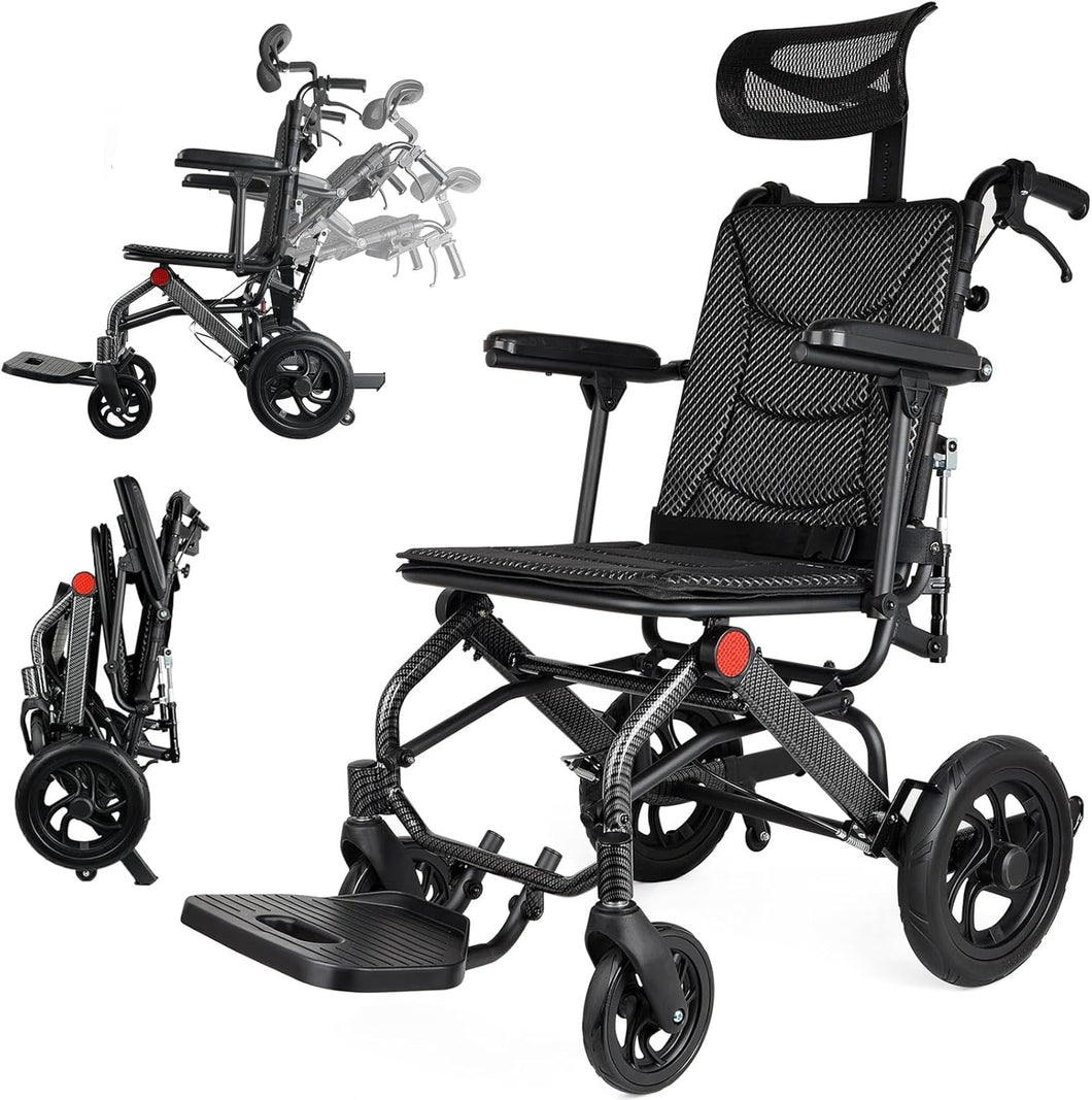 Coolbaby Mass Reclining Folding Wheelchair for Seniors – Lightweight Aluminum, Adjustable & Portable