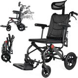 Coolbaby Mass Reclining Folding Wheelchair for Seniors – Lightweight Aluminum, Adjustable & Portable