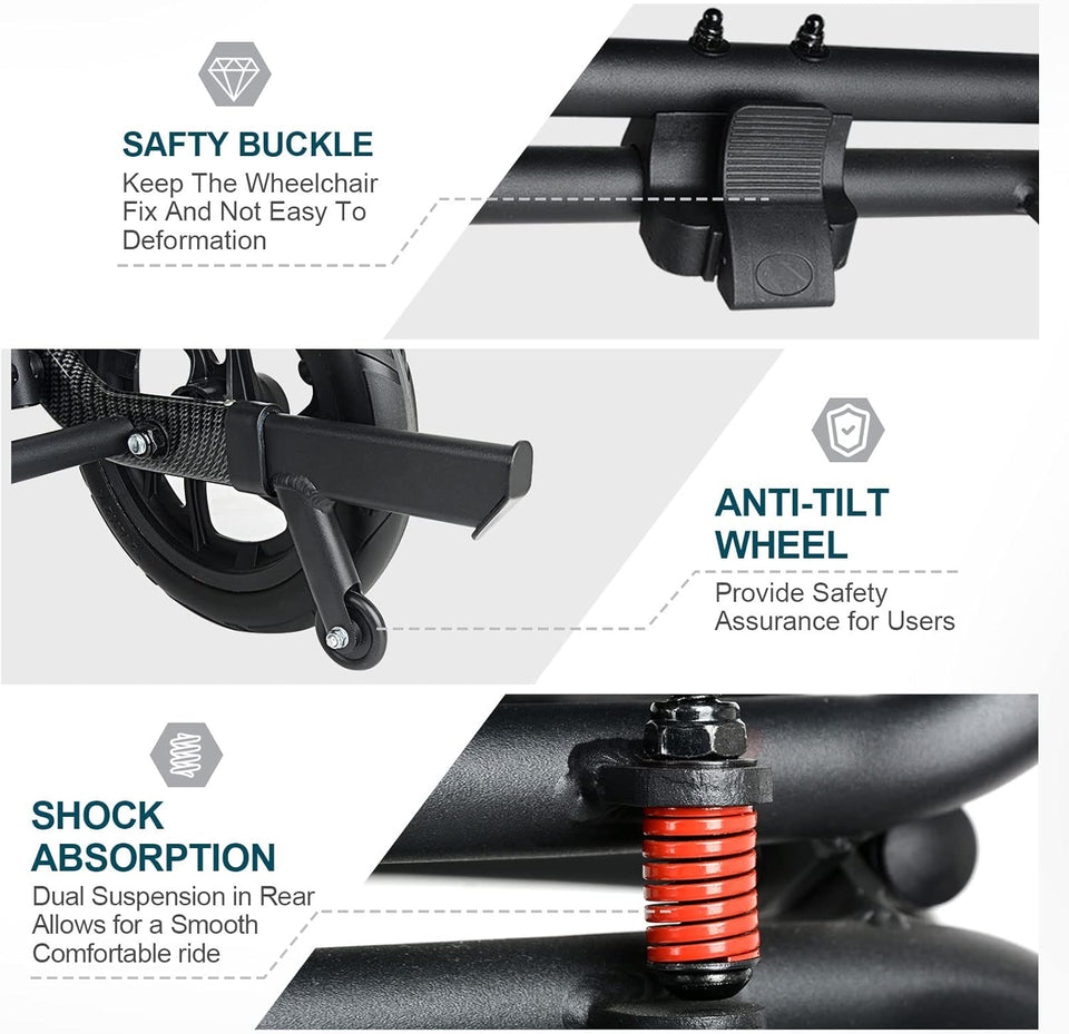Coolbaby Mass Reclining Folding Wheelchair for Seniors – Lightweight Aluminum, Adjustable & Portable