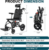 Coolbaby Mass Reclining Folding Wheelchair for Seniors – Lightweight Aluminum, Adjustable & Portable