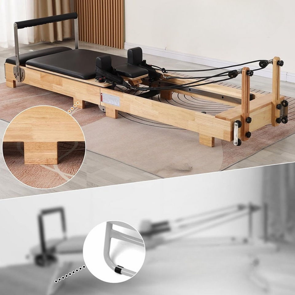 Coolbaby Mass Folding Wooden Pilates Reformer with Adjustable Resistance