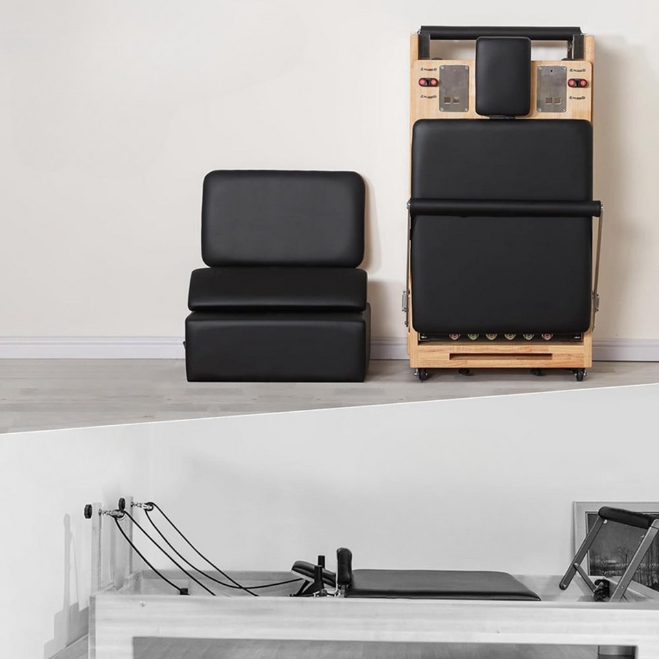 Coolbaby Mass Folding Wooden Pilates Reformer with Adjustable Resistance