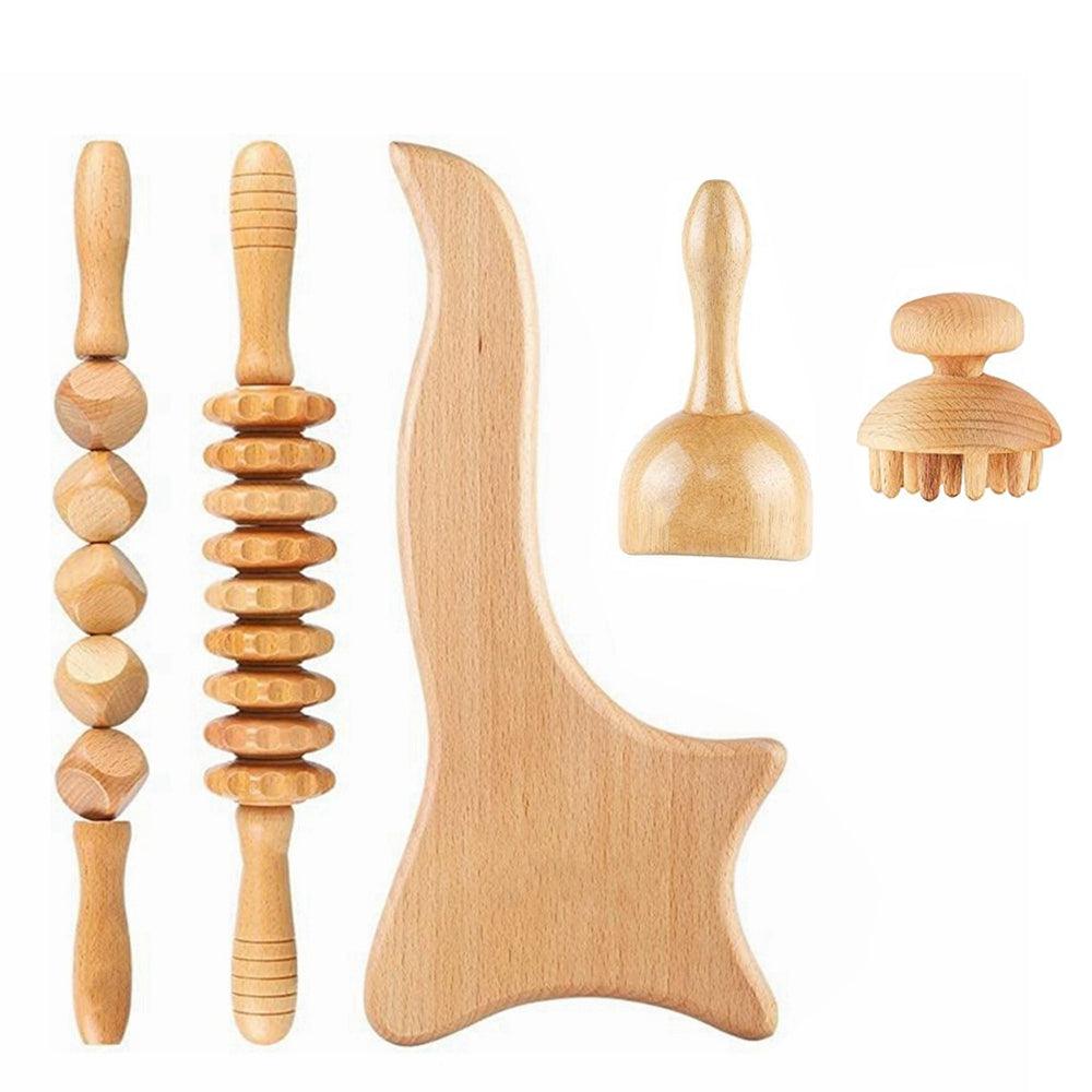 COOLBABY® SSZ-AM01 Beech Therapeutic Massage Tools - Wooden Set for Body Sculpting, Lymphatic Drainage, and Muscle Pain Relie - CoolBabyMass