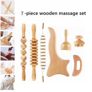 COOLBABY® SSZ-AM03 Beech Wood Therapy Massage Tools - Set of 7 for Body Sculpting, Lymphatic Drainage, and Muscle Pain Relief - CoolBabyMass