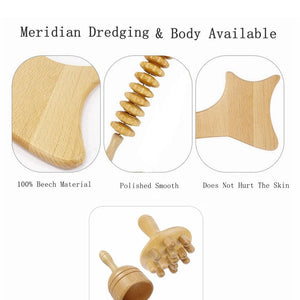 COOLBABY® SSZ-AM01 Beech Therapeutic Massage Tools - Wooden Set for Body Sculpting, Lymphatic Drainage, and Muscle Pain Relie - CoolBabyMass